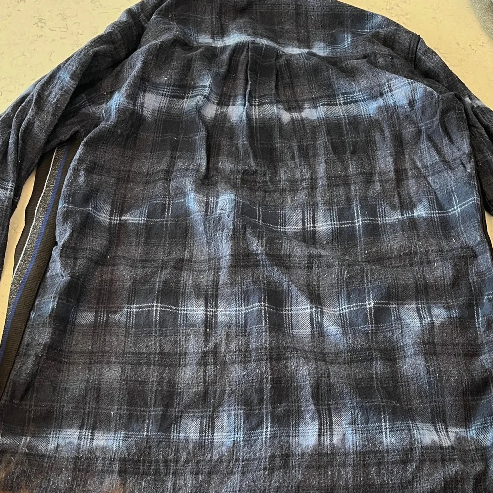 Free People Navy Plaid Shirt Jacket